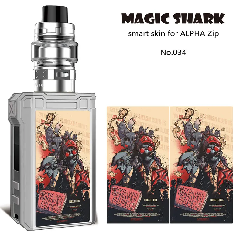 Magic Shark Skull Mario 2.5D Stereo Waterproof PVC No Fade Film Case Vape Cover Skin Sticker for Voopoo Alpha Zip | Мобильные