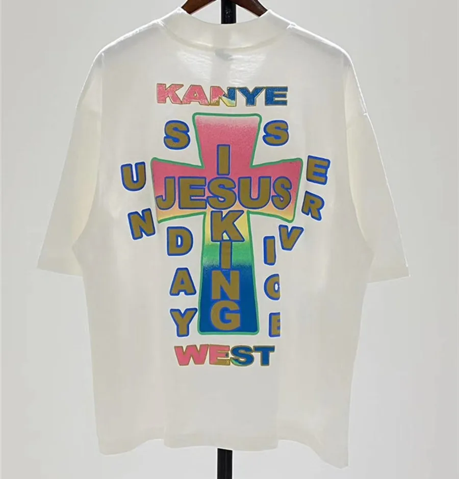

New JESUS IS KING T-shirts Best Quality Oversize Kanye West Sunday Service Tee Shiny Logo JESUS IS KING T shirt