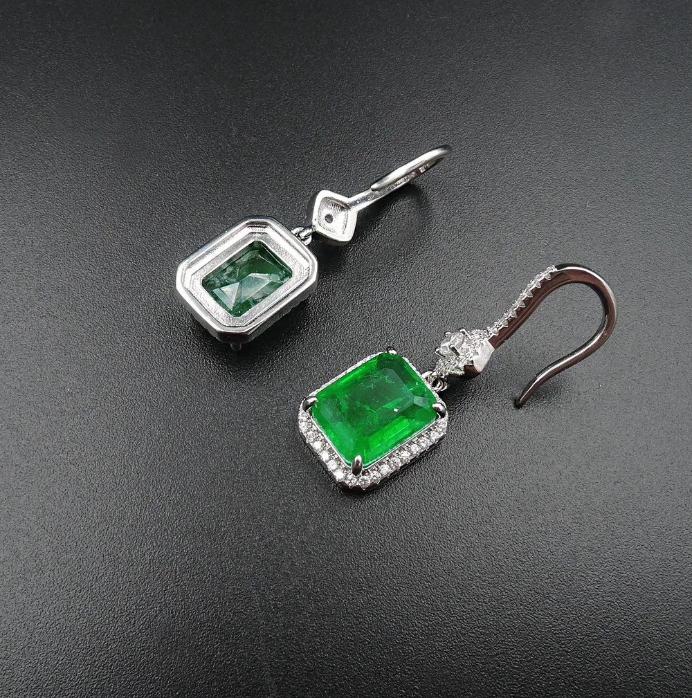 Серьги-подвески FFGems Paraiba с турмалином и изумрудом ювелирные украшения