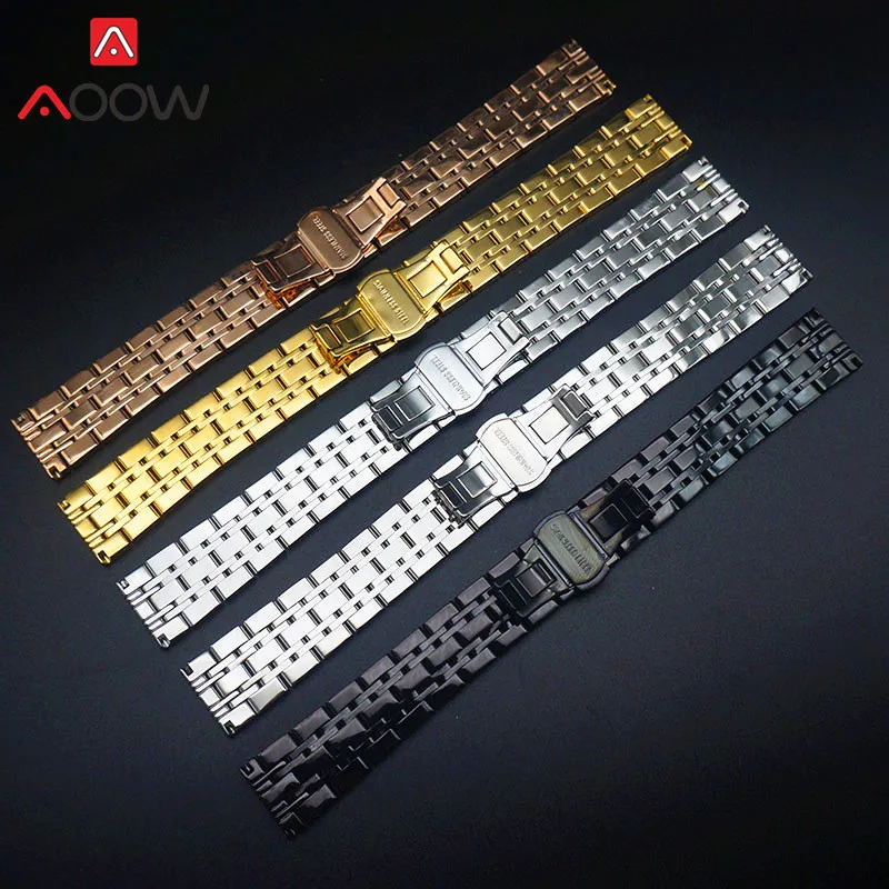 Stainless Steel Band Strap Butterfly Buckle Men Women Replacement Bracelet Watch Accessories for Armani AR1926 AR1908 Rose Gold | Наручные