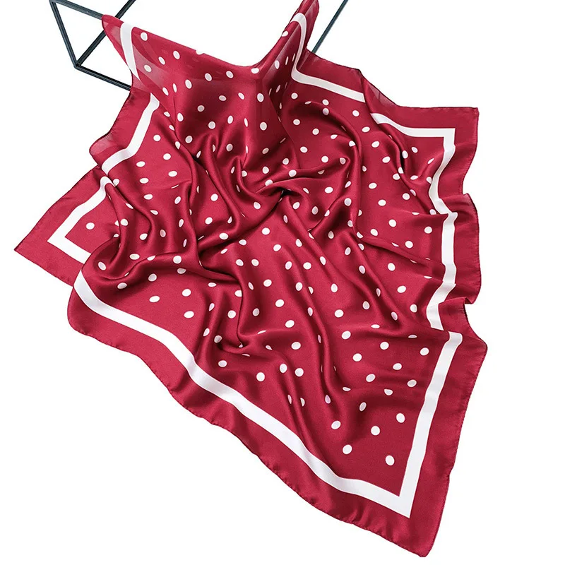 

Модный шарф для волос с принтом в горошек для женщин шелковые атласные головные ободки повязки маленькие хиджаб шарфы женские 70*70 см бандан...