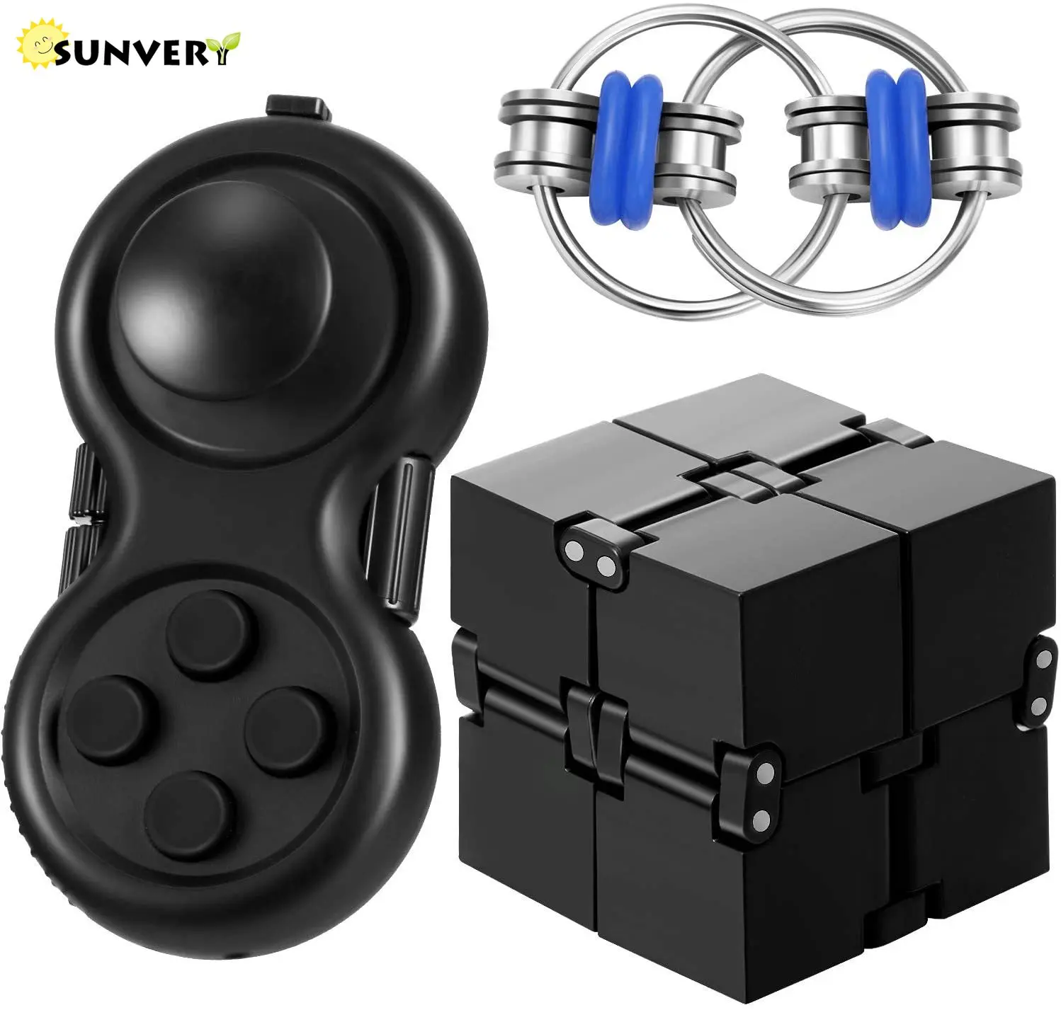 

3/6 PCS Fidget Toys Package Figet Key Infinity Cube Flippy Chain Fidget Pad Bike Chain Fidget Toy Cube for Autism Anxiety Relief