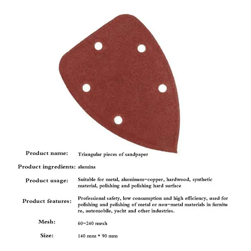Треугольная наждачная бумага мышка с отверстием Ассорти 60 80 120 240 гритов 40 шт