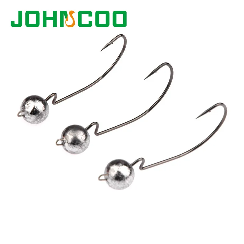 JOHNCOO Новые 5 шт. Кривошипные острые рыболовные крючки 3 г/7 г/10 г джиг головки Крючки