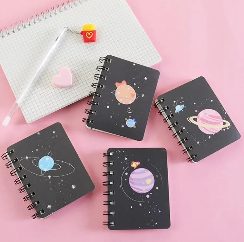  New Cartoon Portable Mini Coil Notepad Planet Cute Animal notebook memo Time Organizer student School Supplies Kid Gift | Канцтовары