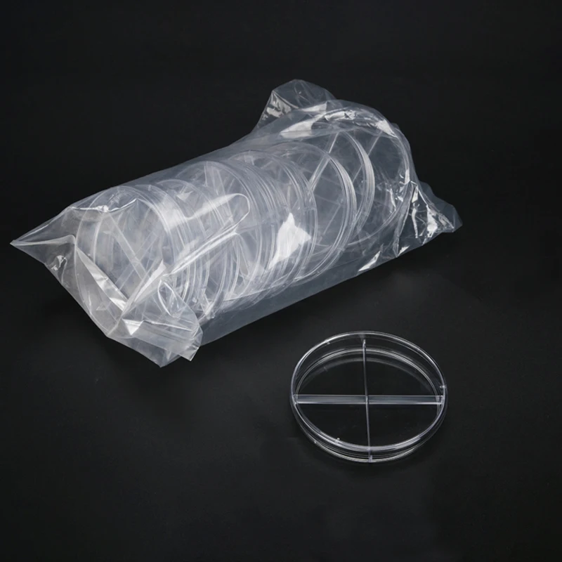 80Pcs/lot Four Lattices 90mm Disposable Sterile Plastic Petri Dish Transparent Lab Culture Dish