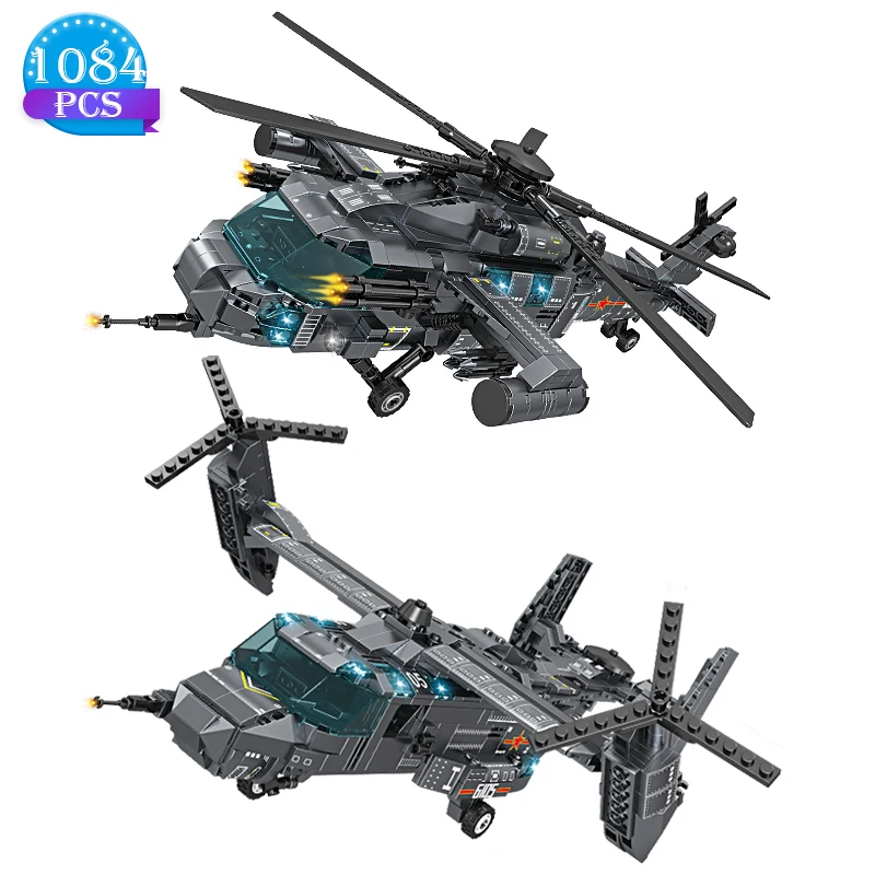 

Technical Ideas Police Military Armed Helicopter Assembly Building Blocks Children Educational Brick Toys Gifts for Adult Boys