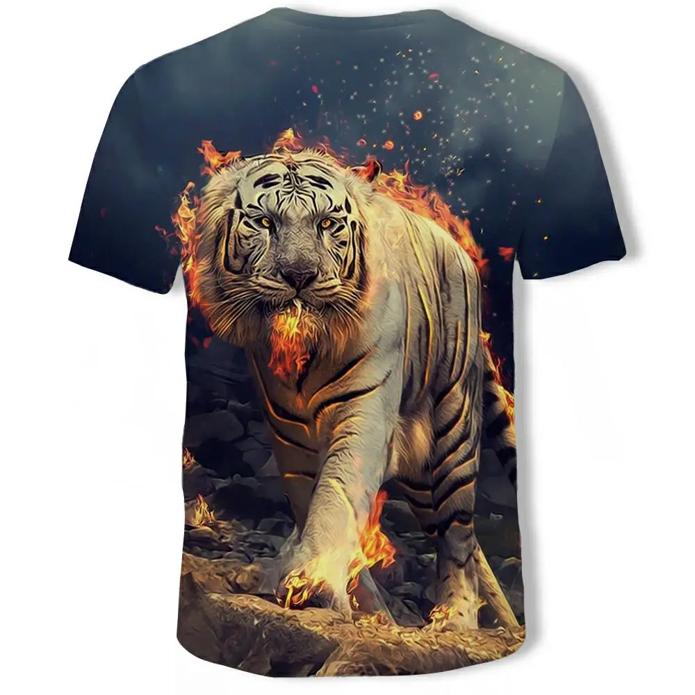 

2020 hot style men's T-shirt 3D printing animal domineering three-dimensional tiger T-shirt short sleeve funny design casual top