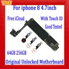 Оригинальная разблокированная материнская плата для iphone 8, 4,7 дюйма, безС Touch ID для iphone 8, логические платы с IOS и функцией отпечатка пальца