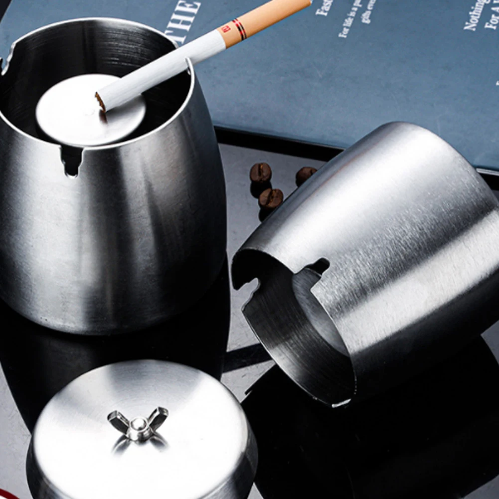 

Stainless Steel Ashtray Ash Storage Office Desktop Container Cigar Ashtray Holder Smoking Accessories For Home Hotel Restaurant