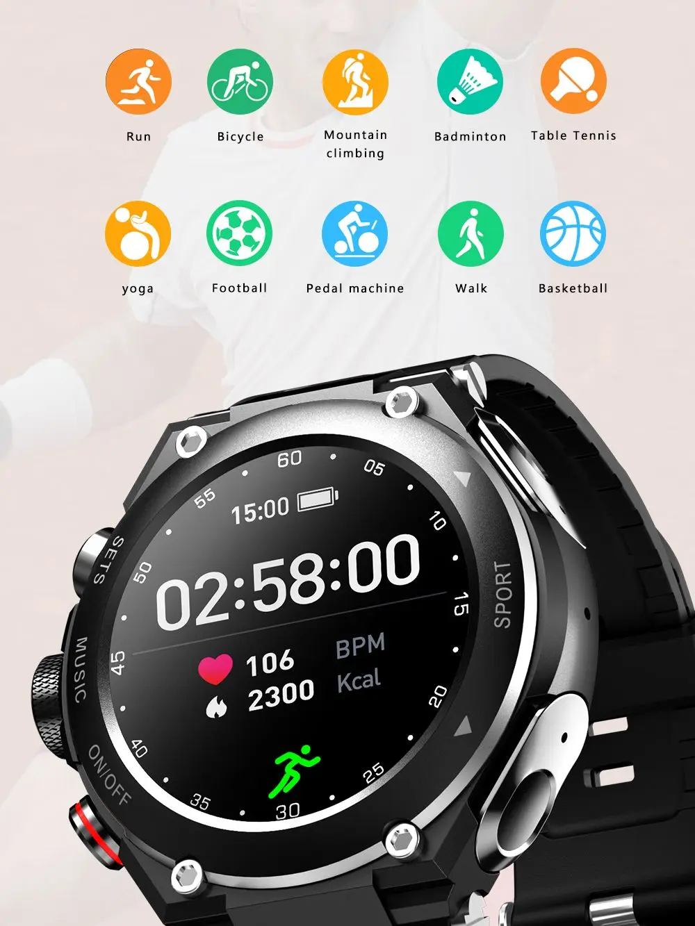 

Lemfo T92 Smart Watch Men Bluetooth Bluetooth Call Play Music Custom dial HIFI TWS Earphone Health Monitor Sport Smartwatch 2021