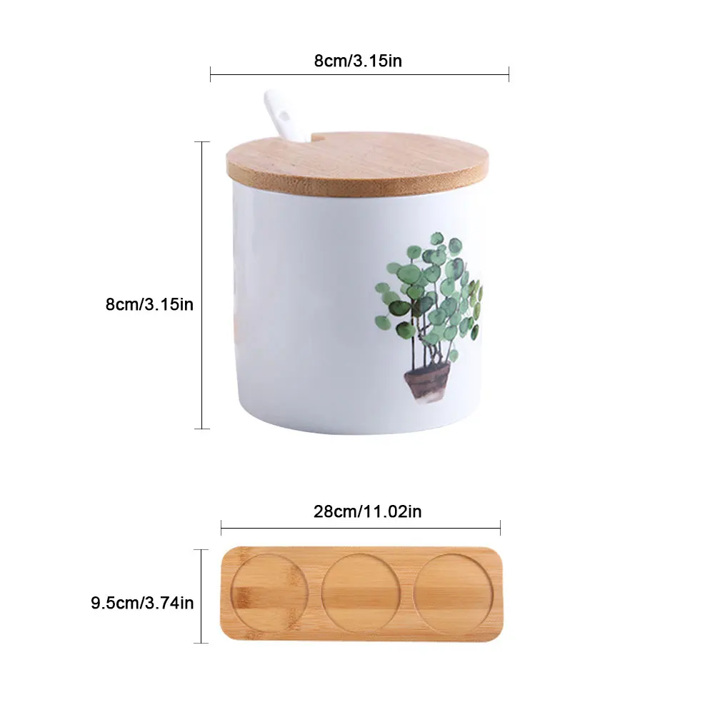 Kitchen Supplies 3PCS/Set Ceramic Seasoning Bottle Spice Jar Set Nordic Creative Home Green Planting Spice Box Quick Delivery