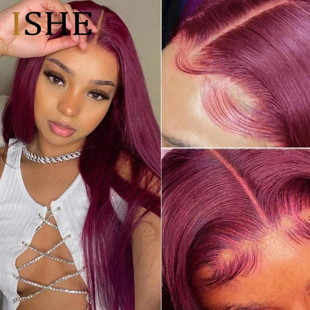 

99J Burgundy Lace Front Wigs Human Hair 30 Inch Straight Wig Red Lace Frontal Wigs For Women Pre Plucked Brazilian Lace Wig 180%