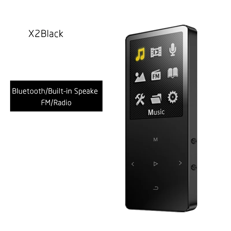 X2Black IQQ новая версия MP3-плеер с bluetooth Динамик Сенсорный экран и встроенный 16G HiFi портативный walkman с радио/FM/запись - Цвет: X2Black