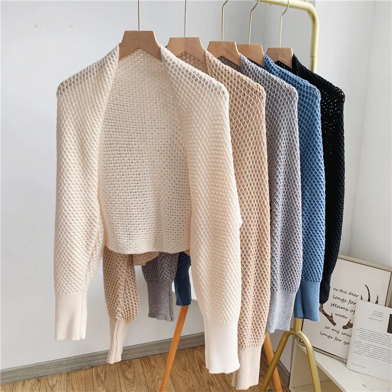 

Summer Women Long Sleeve Fake Collars Shawl for Women Knitted Wrap Shawl False Collar Blouse Detachable Collars