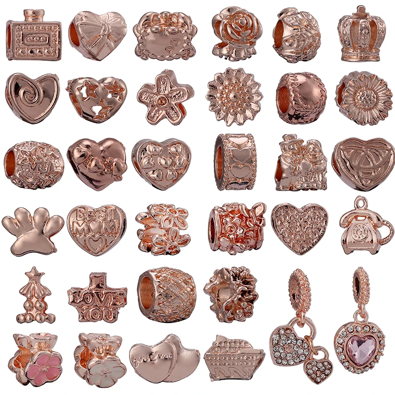 

2Pcs/Lot Rose Gold Charm Lady Bead Pendant Diy Exquisite Bracelet Necklace Brand Bracelet Gift Fashion Jewelry