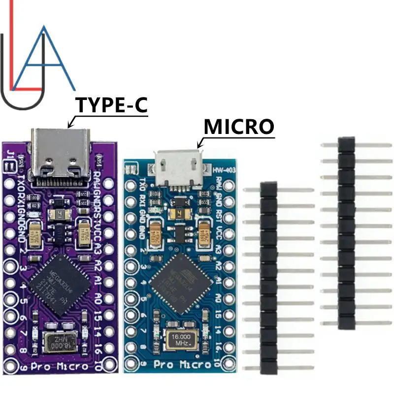 Сменный ATmega32U4 Pro Micro/ Type-C 5 в 16 МГц для Arduino Mini с 2-рядным штырьковым разъемом