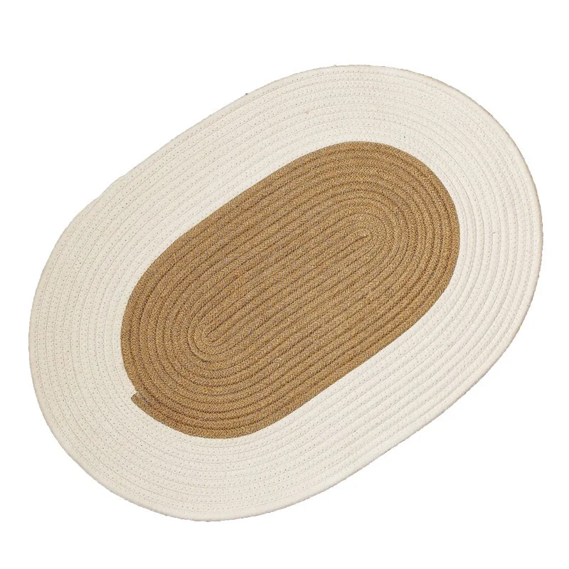 

Straw Woven Circular Floor Mat Simple Jute Living Room Bedroom Bedside Carpet