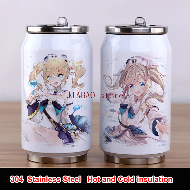 

HOT Game Genshin Impact Cup Around Vacuum Cup Stainless Steel Amber Klee Qiqi Zip-top Can Water Bottle Insulated Cup