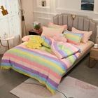 Мягкая приятная на ощупь ткань c бантом в полоску цветастой радуги для детей 3  4 шт. пододеяльник + Плоский лист + наволочка один полный Queen Семья Размеры