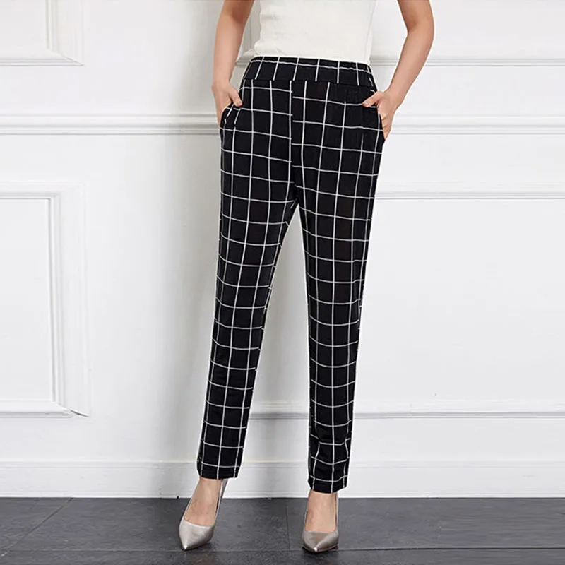 

Women Spring Autumn Ankle-Length Pencil Pants Lady High Wirst Harem Pants Female Loose Casul ElasticTrouser KK0057