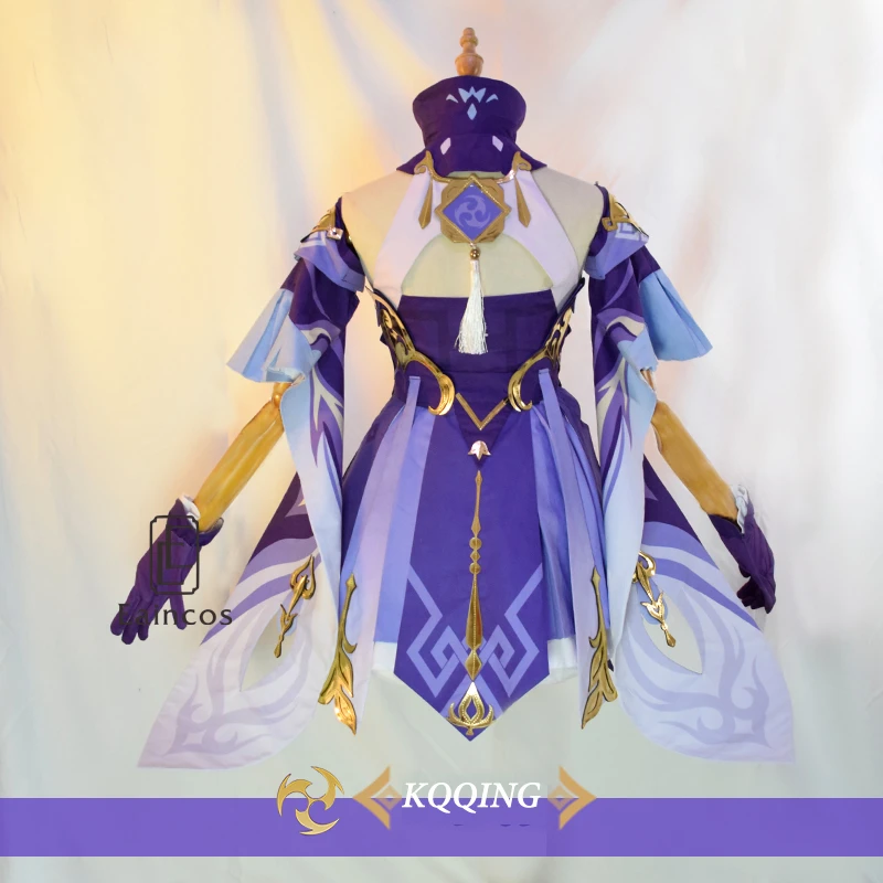 Костюм для косплея Keqing из игры Genshin Impact: парик, обувь, платье KEQING, аниме-форма для женщин, одежда на Хэллоуин.