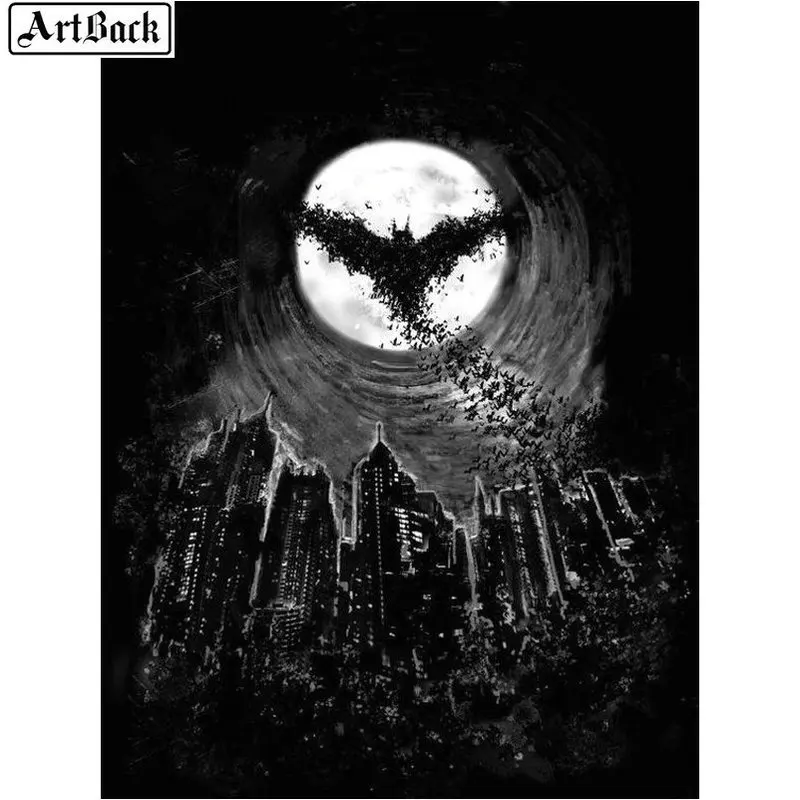 Новый 5d алмазная живопись Черная летучая мышь Луна полная квадратная дрель