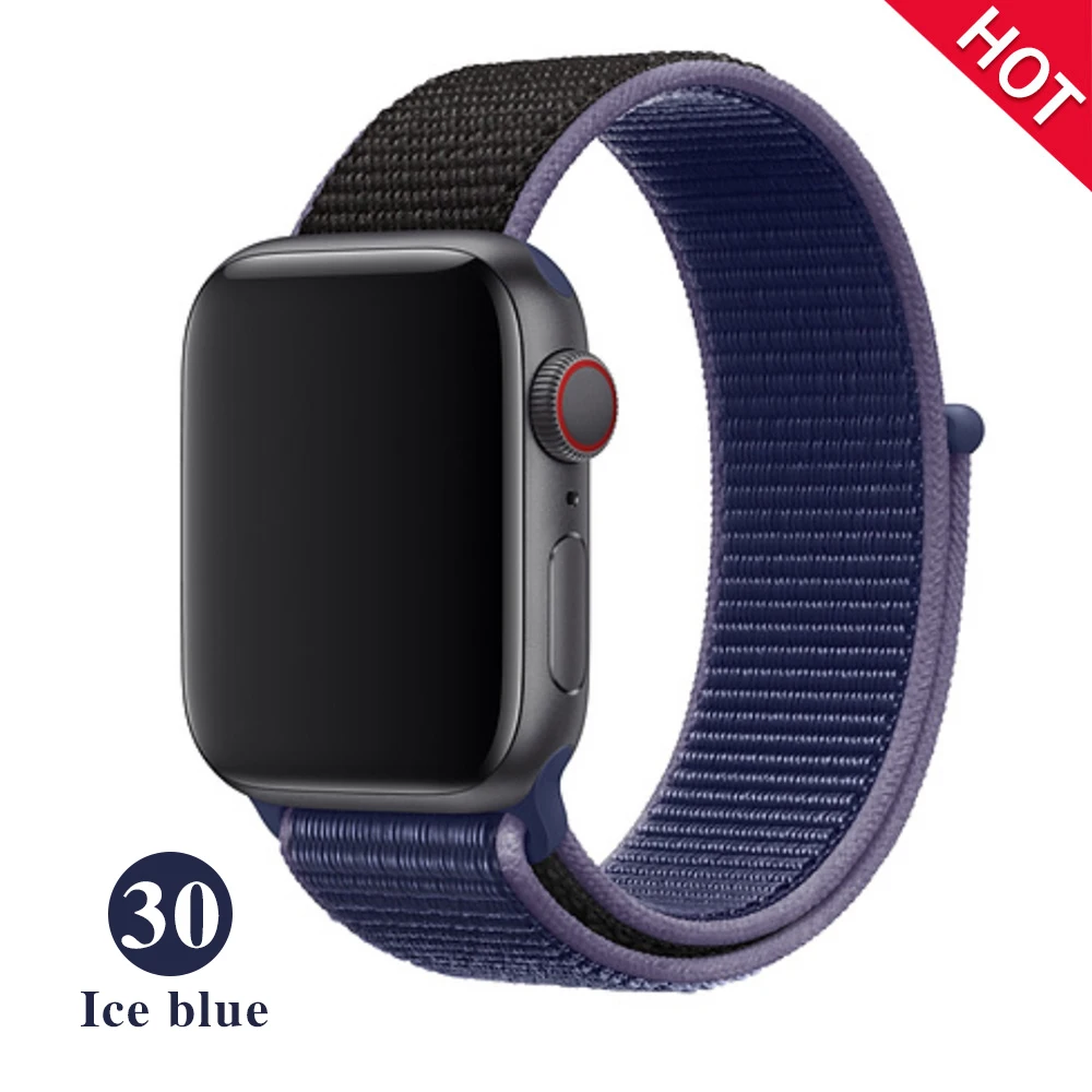 Midnight blue Нейлоновый спортивный бесшовный ремешок для наручных часов Apple Watch, ремешок 42 мм, длина-44 мм, 40 мм, 38 мм, для iWatch, версия 5/4/3/2/1 браслет, ремешок на запястье для наручных часов аксессуары - Цвет ремешка: Midnight blue