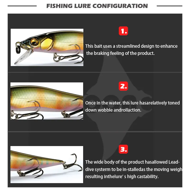 Minnow Fishing Lure Suspend Jerkbait Weights 10.5g 98mm Isca Artificial Baits Accesorios De Pesca For Seabass Fish Leurre Angeln