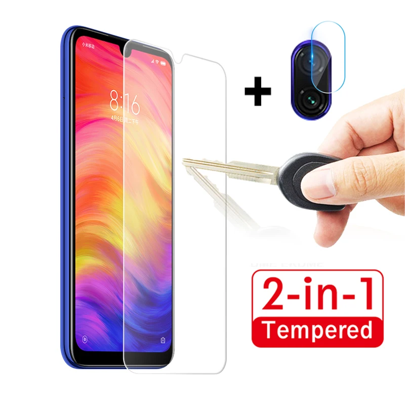 2 в 1 закаленное стекло для Xiaomi Redmi 7 Note Pro переднее Защитное экрана + защита