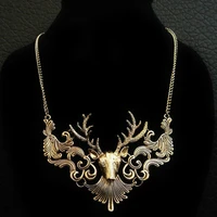 fashion charming elk deer necklace pendant vintage statement necklace collier femme