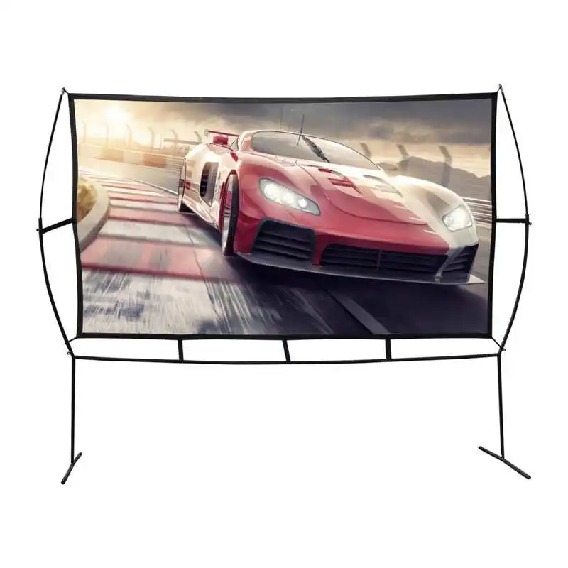 

Outdoor Projector Screen With Stand 100 inch 16:9 Ultra HD 3D Fast Folding Foldable Portable Indoor Projection Screen