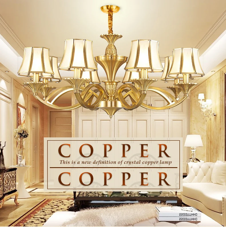 Медная люстра в европейском стиле для дома гостиной потолочные люстры