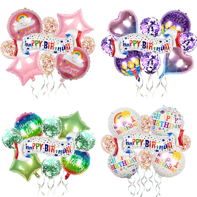 

2021 New Happy Birthday Banner Aluminum Balloon Sequins Birthday Banner Party Decoration Happy Birthday Aluminum Balloon
