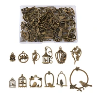 72pcsbox mixed shapes bird cage birdcage pendants tibetan style antique bronze charms for necklace earrings dangles diy jewelry