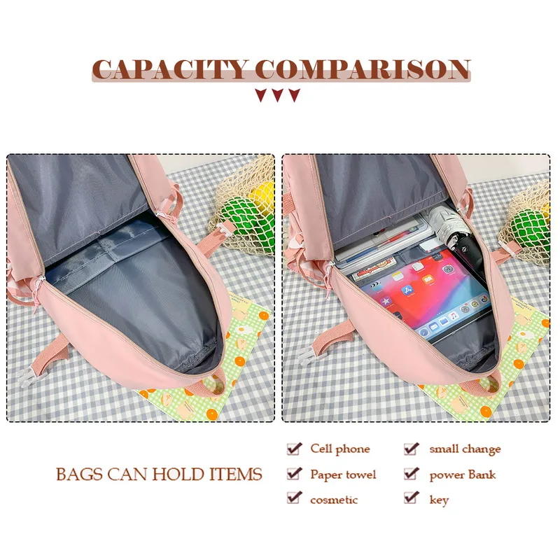 

Kawaii Nylon Women Backpack Fashion Waterproof Rucksack for Teen Girls School Bag Cute Student Bookbag Travel Mochila