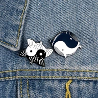 fish enamel pin custom koi whale brooches clothes shirt lapel backpack fish badge balance jewelry gift for friends