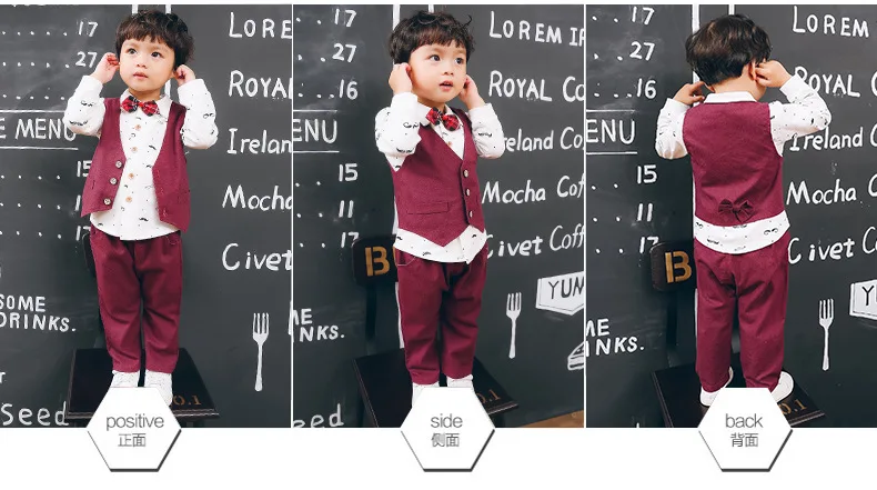 

Baby Clothes Set 2019 Autumn New Boy Gentleman Long-sleeved Shirt + Vest + Pants Three-piece