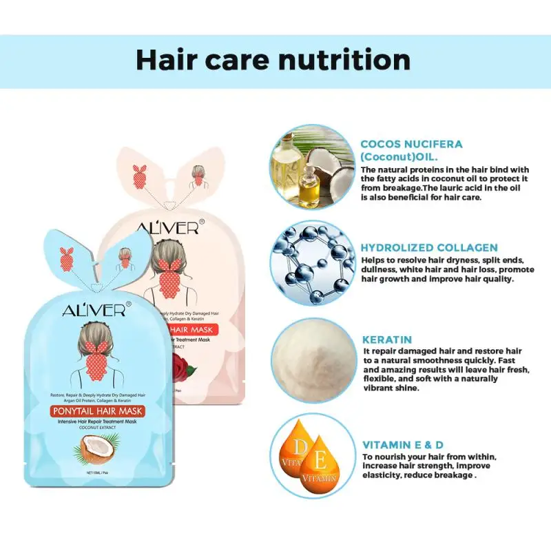 1Pcs 15ml Natural Coconut Rose Nutritious Hair Mask Deep Nourishment Membrane Repair Bifurcation Treatments Care TSLM2 - купить по