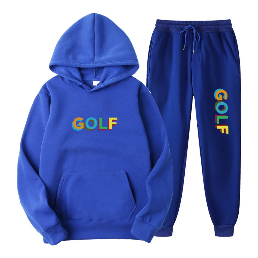 

2021 New Tyler The Creator Golf Men Sets 2Pcs Sportswear Running Jogging Pullover and Pants Unisex Hip Hop Hoodies + Sweatpants