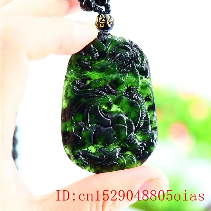Нефритовый дракон кулон ожерелье Подарки Черный Зеленый Натуральный амулет
