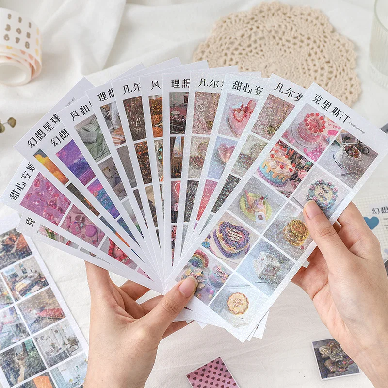 

8 Sheets Earth Observation Diary Series Stickers Glittering aser Waterproof Stickers Decoration Journal Stationery Accessories