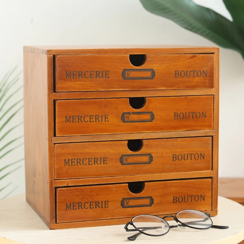 

Деревянный ящик для хранения в стиле ретро с 4 отделениями