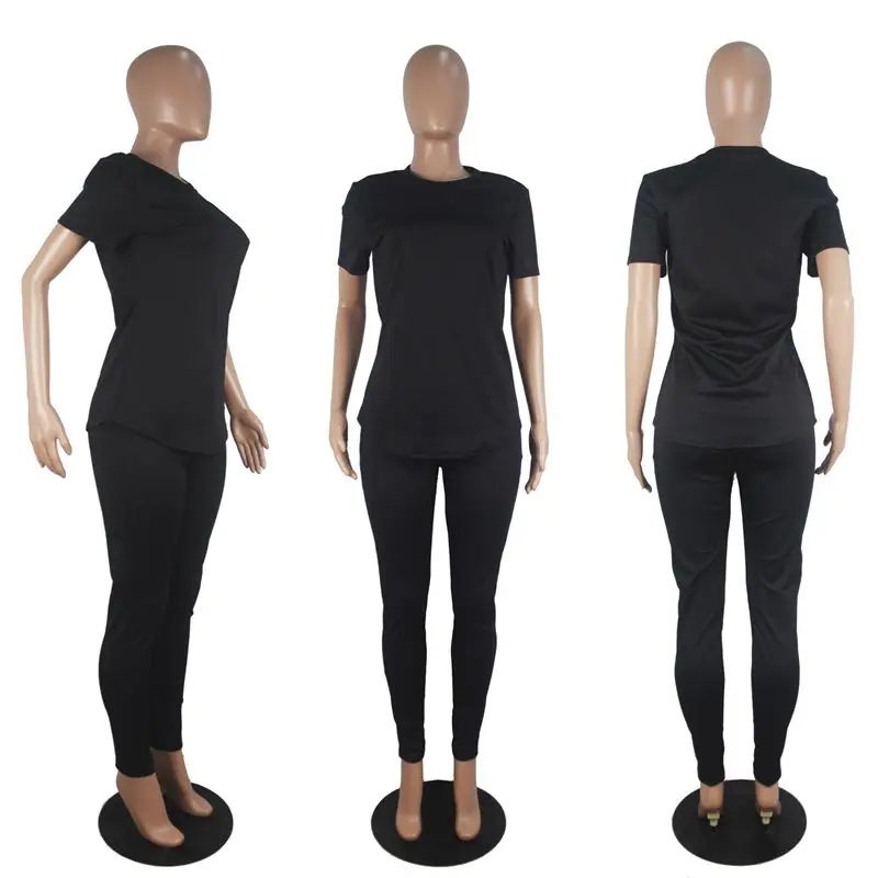 

ZKYZWX Casual 2 Piece Set Women Tracksuit Summer Clothes Short Sleeve Top and Pant Sweat Suits Lounge Wear Outfits Matching Sets