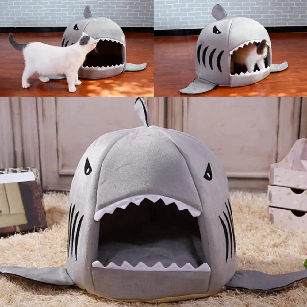 

50% Hot Sales!!! Comfortable Cave Design Kennel Shark Shape Cat Dog Pet Soft Nest for Daily Life