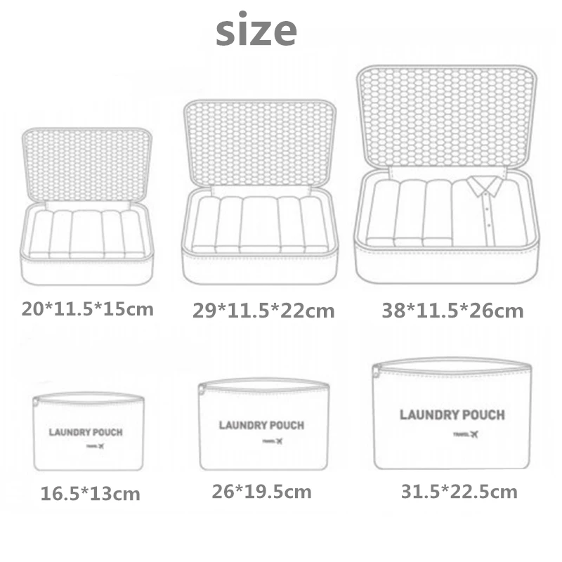 6 шт./компл. сумки для хранения багажа чемодан комплект упаковки портативная