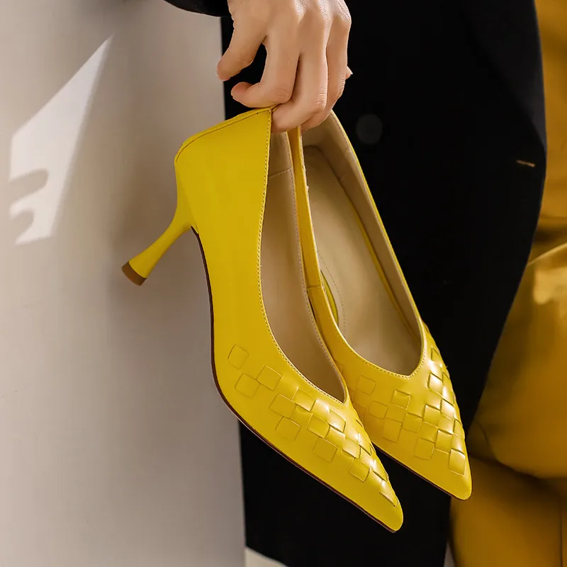 

MEMUNIA Top Quality Genuine Leather Single Shoes Women Pumps Pointed Toe Spring Summer Fashion Thin High Heels Party Shoes Woman