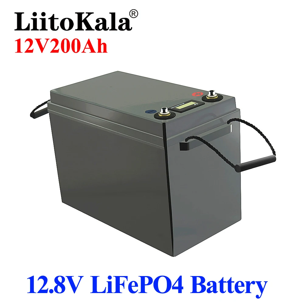 

LiitoKala 12V 200AH lifepo4 lithium battery 4s 12.8V 200Ah with voltage display for 1200w inverter boat golf cart UPS