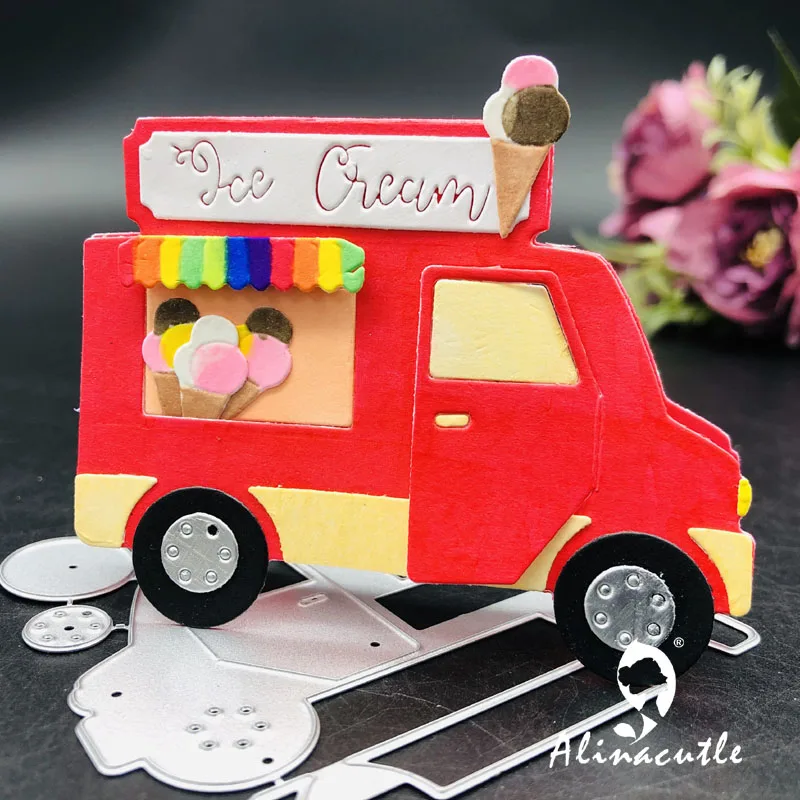 Металлическая высечка Alinacutle летнее мороженое автомобиль скрапбукинг бумажные