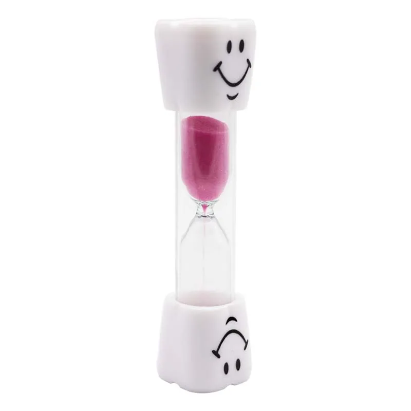 Pink 1pc Dental Teeth Shape Sand Hourglass Smiley Sand Clock Kids Tooth Brush Timer 3/Three Minutes Sand Glass Dentist Gifts Tools - Цвет: Pink